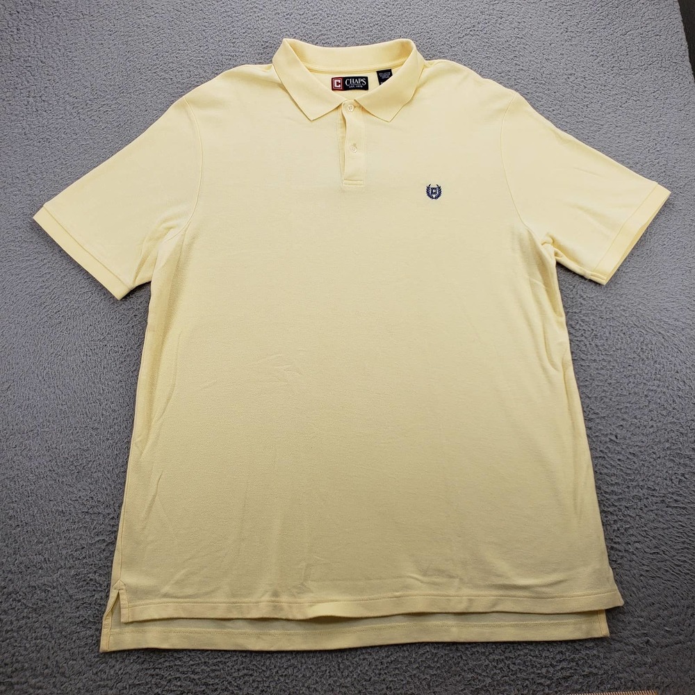 Chaps Shirt Mens 2XLT Tall Yellow Polo‎ Golf Logo Classiccore Outdoors Casual